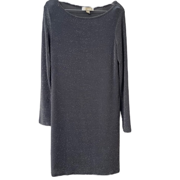 MICHAEL KORS Dark Gray Silver Evening Dress Boat Neck Size Medium - Picture 2 of 8